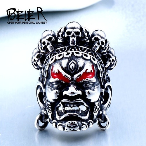 【送料無料】 メンズ リング 指輪 デザイン ステンレス 仏 神富 パンク フリーサイズ 10000326