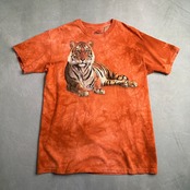 USA製　THE MOUNTAIN　両面プリント　虎　アニマルTシャツ　タイダイ染　オレンジ
