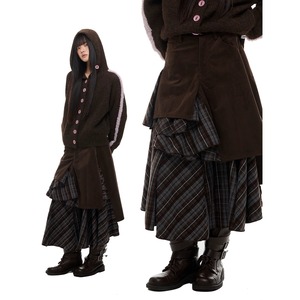 [JIKOO] Stitched Striped Irregular A-Shaped Dress