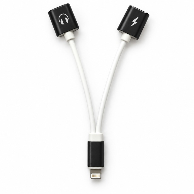 Lightning 2in1 変換アダプター ブラック ライトニング iPhone 7/8/X/7 Plus対応 充電 通話 イヤホン同時接続