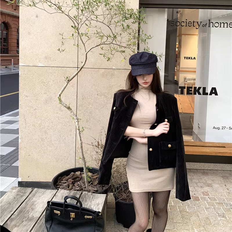 【outer】中綿ベルベットコート Q7934