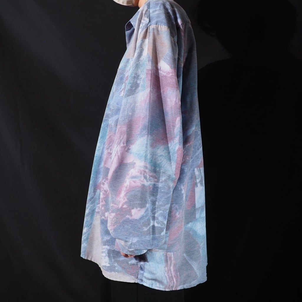 Jupiter water surface pale tone pattern rayon shirt