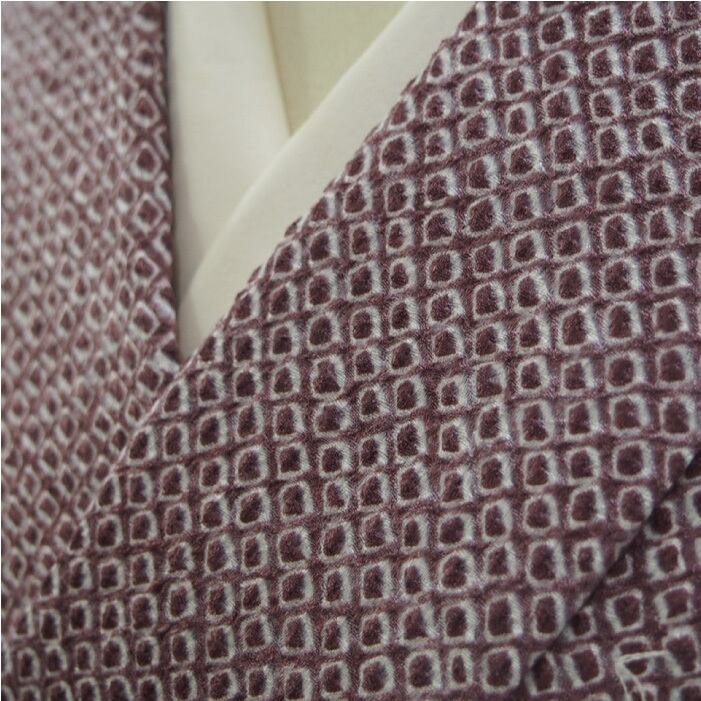 総絞り小紋】藤色に絞り無地の着物 | ひふみ屋