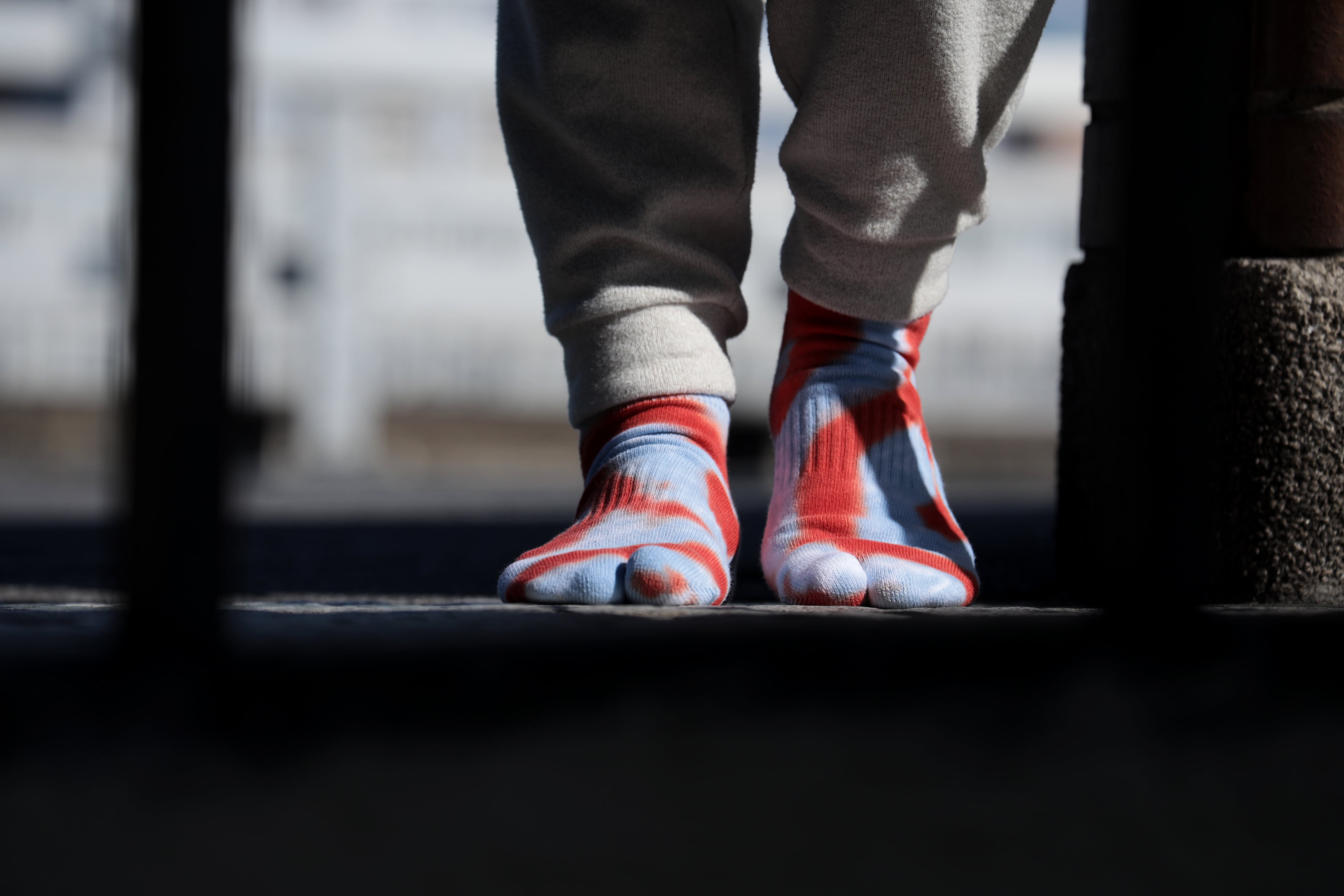 PMO TIE-DYE SOCKS #1 RED タイダイ ソックス レッド Tie Dye Ankle Socks(Light Blue × Red) | NODAL