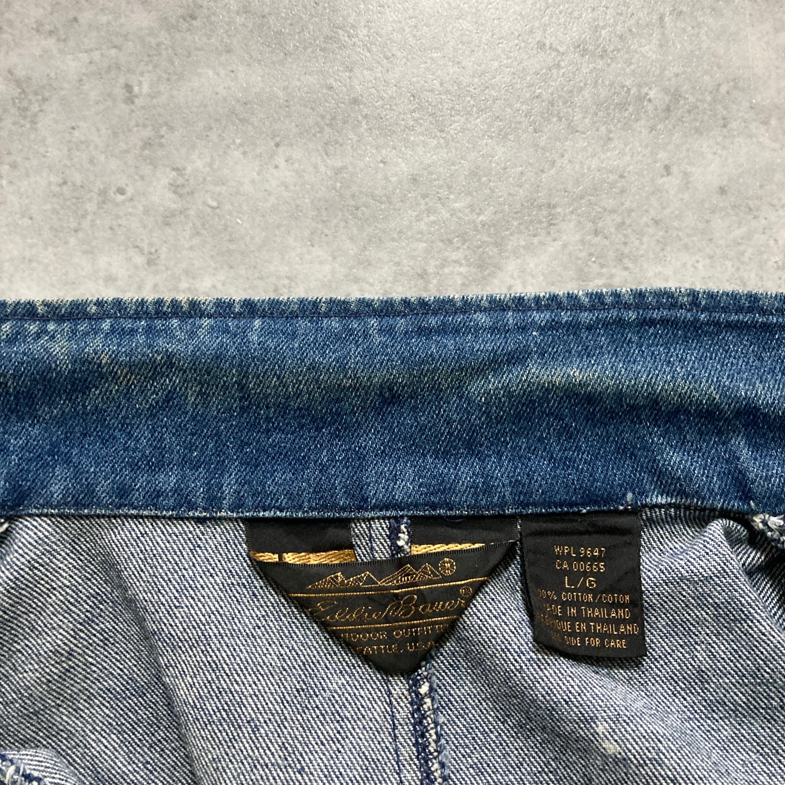 80s】Eddie Bauer エディーバウアー 表記L 黒タグ デニム テーラード