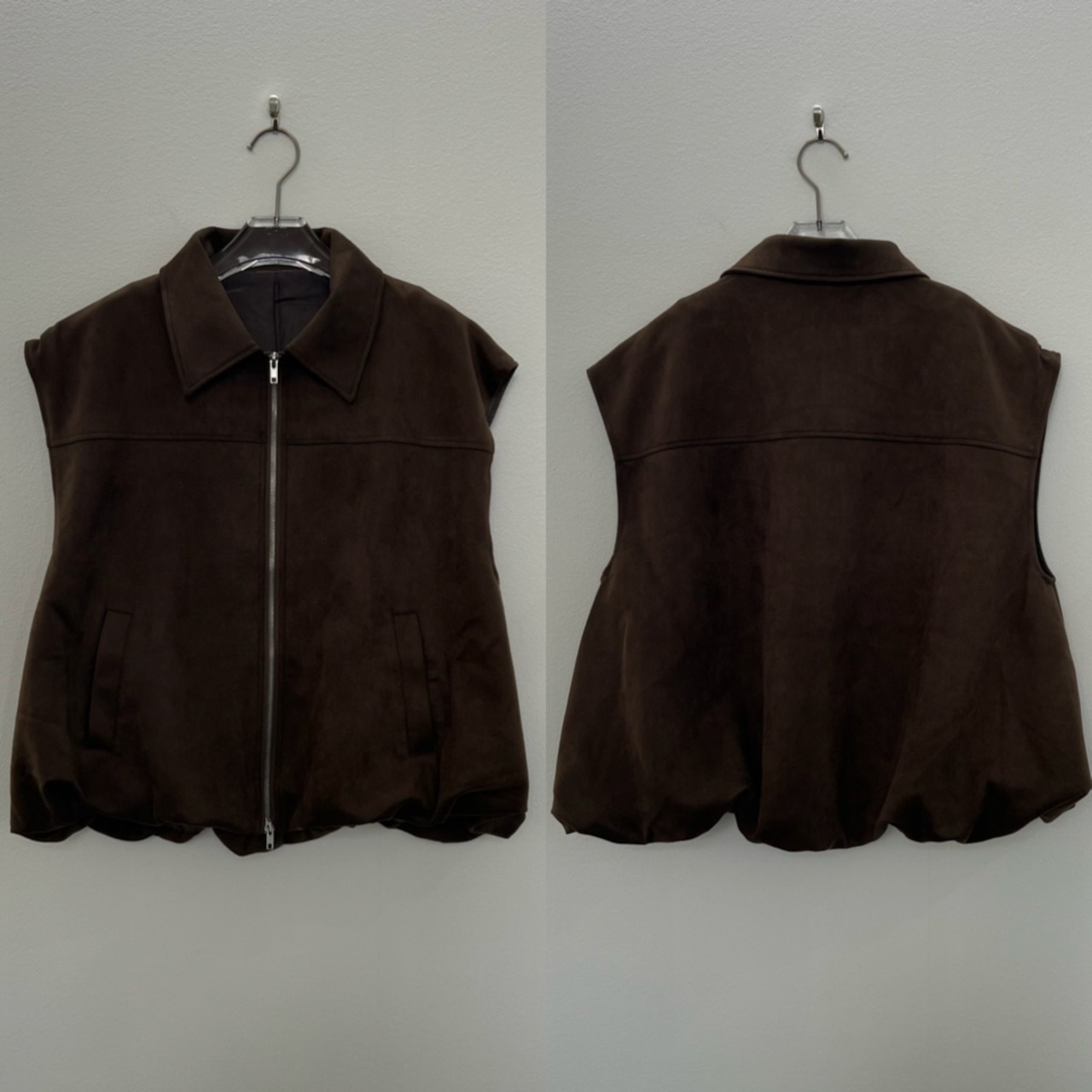 Wジップスウェードvest/ブラウン