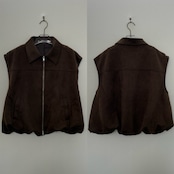 Wジップスウェードvest/ブラウン