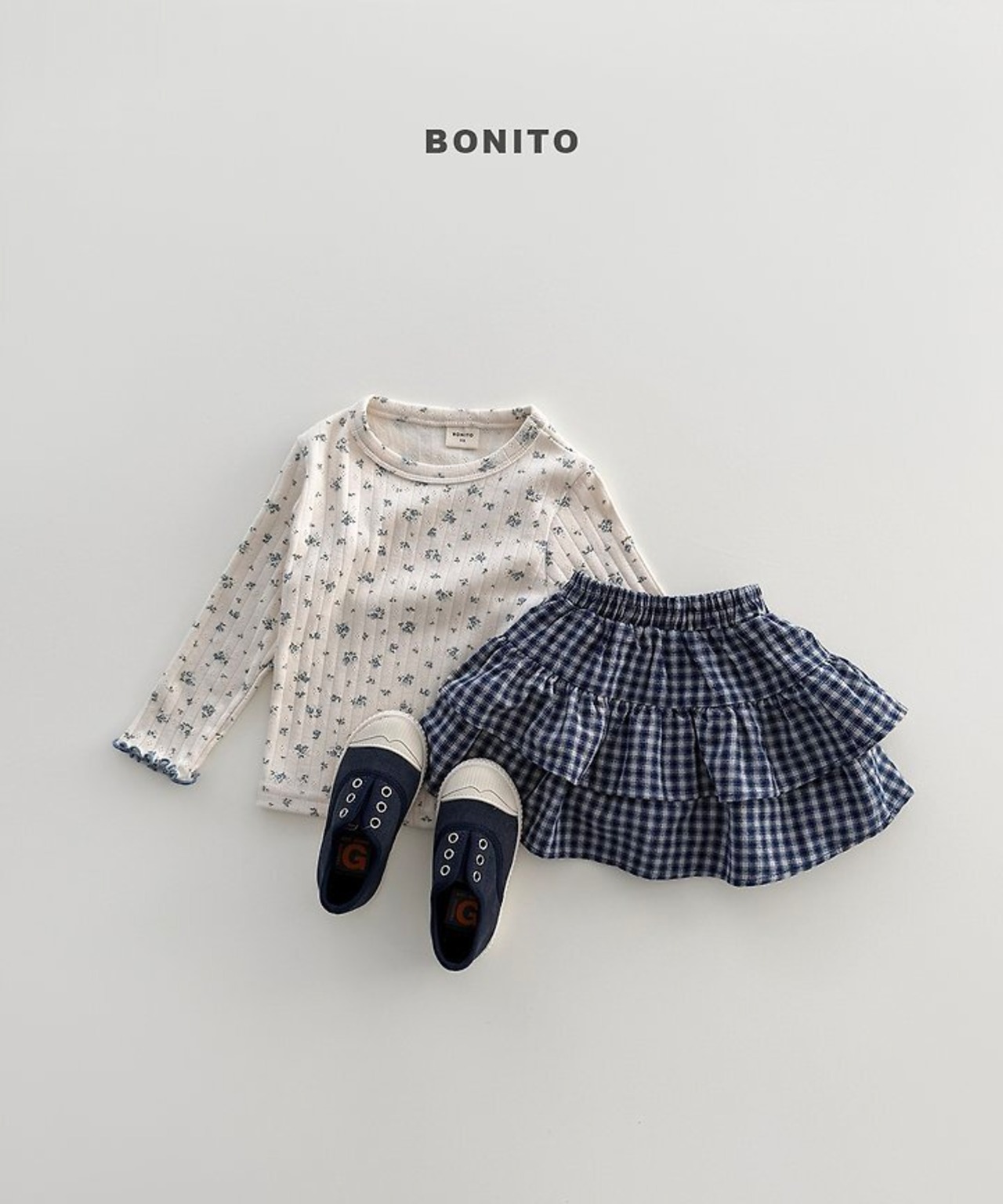 韓国子供服 / BONITO / 26Autumn / チェック柄 ティアードスカート / 秋服 *12M~JM *