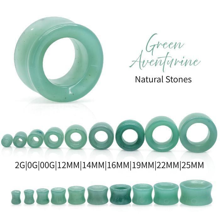 ボディピアス 16mm 19mm グリーンアベンチュリン 天然石 ダブルフレア