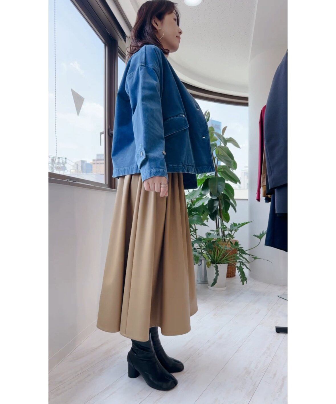 フェイクレザーフレアスカート 80256313 Dignite collier