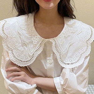 frilly embossed collar blouse