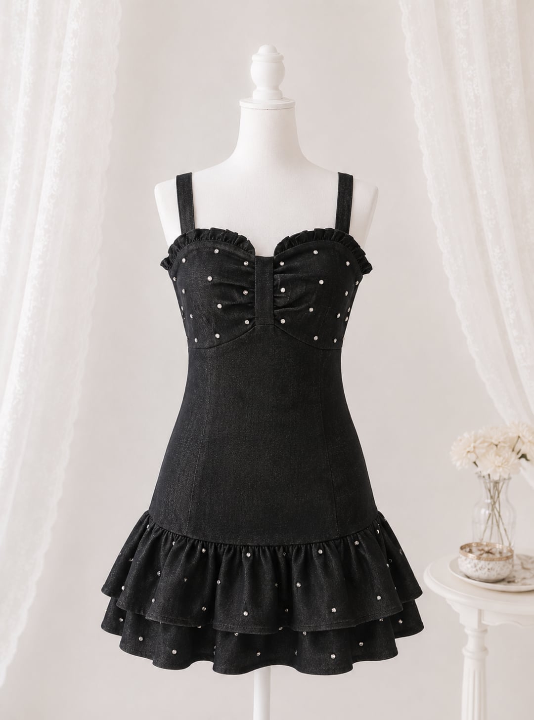 denim ribbon bijou op