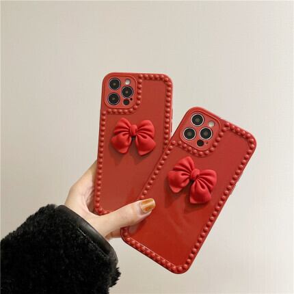 送料無料 リボンスタッズiphoneケース アイフォン スマホ 携帯 レッド 赤 カジュアル カワイイ ガーリー Lamitte Deco トレンド 韓国ファッション ショップ Base店