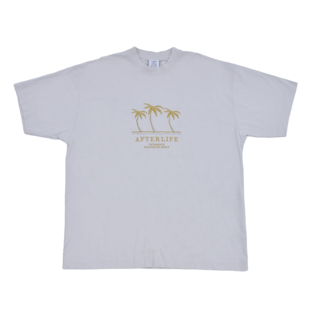 ☆VETEMENTS☆ヴェトモン☆刺繍入りアフターライフTシャツ VETEMENTS】EMBROIDERED AFTERLIFE T-SHIRT(WHITE) | AYIN