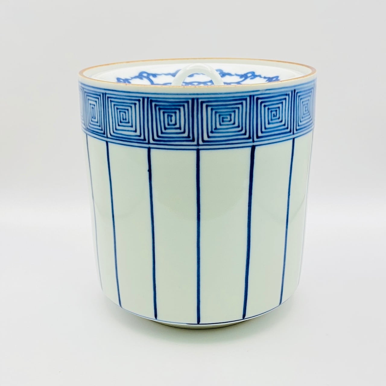 花柄陶磁器花器（青・金） 美しい青と金の花柄陶器花瓶 約