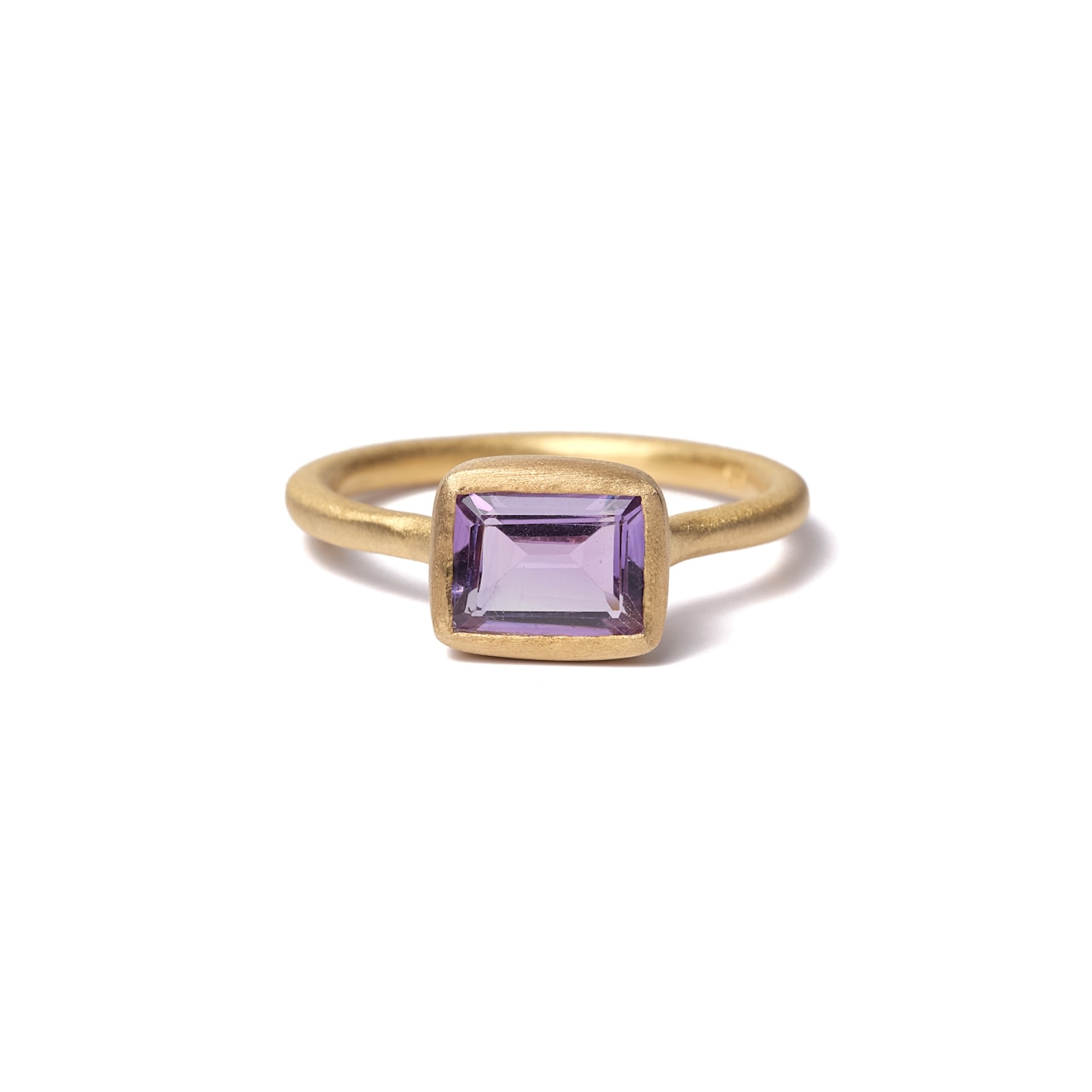 S925 SINGLE STONE MATT RING -AMETHYST-