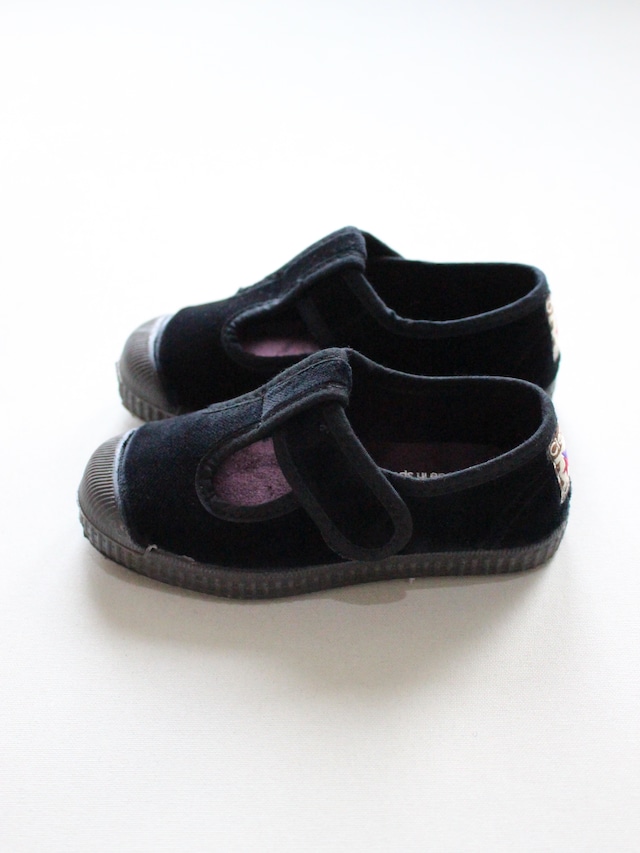 Cienta Velcro T-strap velour NEGRO / BLACK SOLE　