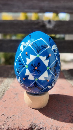 装飾用木製プィサンカ（イースターエッグ）with stand　コロミヤモデル