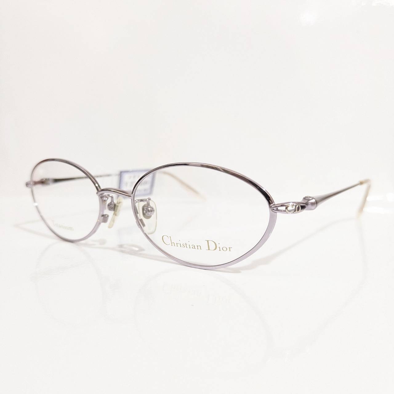 【ChristianDior】オーバルメタルフレーム シルバー・ピンク