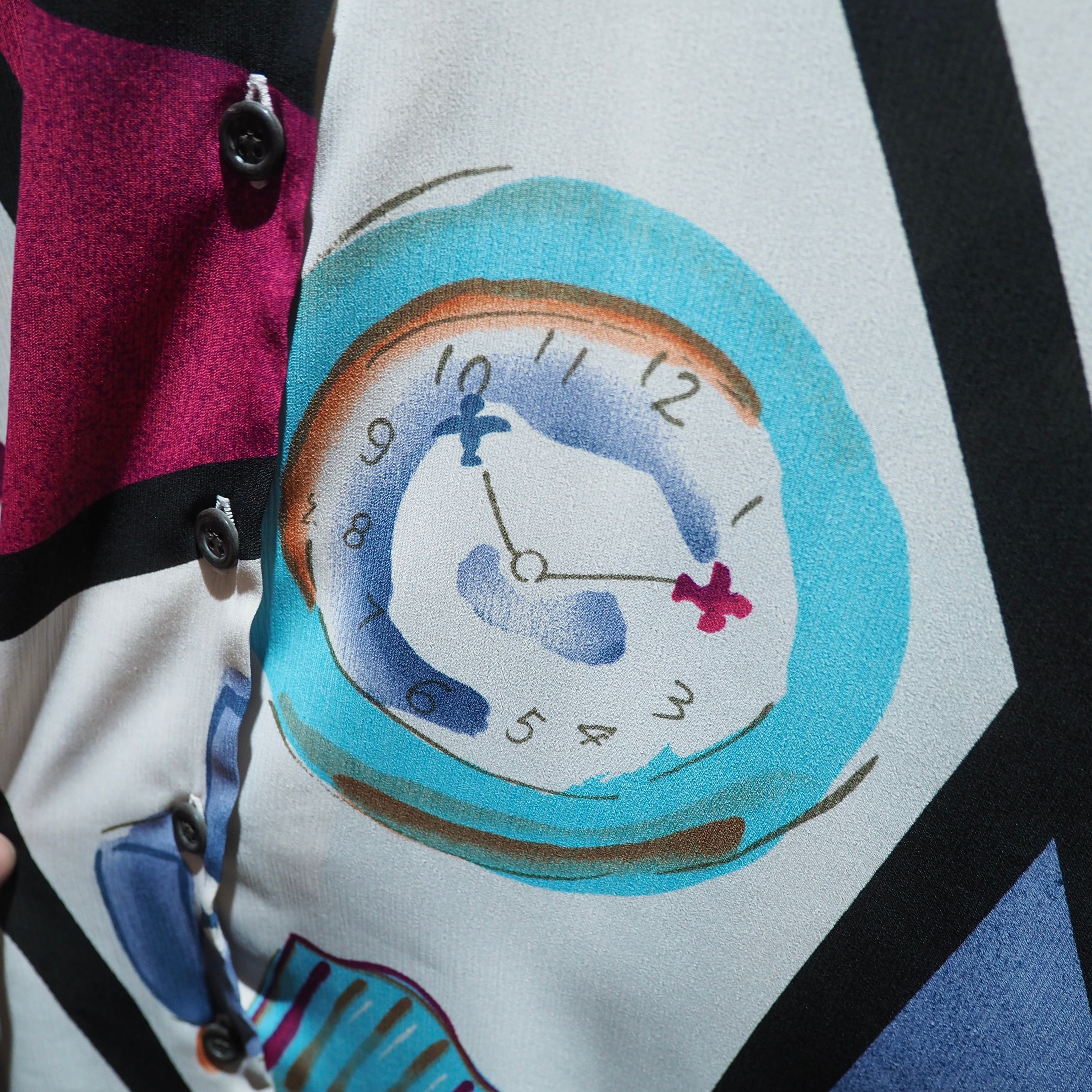 1990s Modern retro art painted vintage Drape shirt