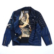 【RJK-M006】再構築リメイク藍染ライダースジャケット JAPANESE INDIGO RIDERS JACKET