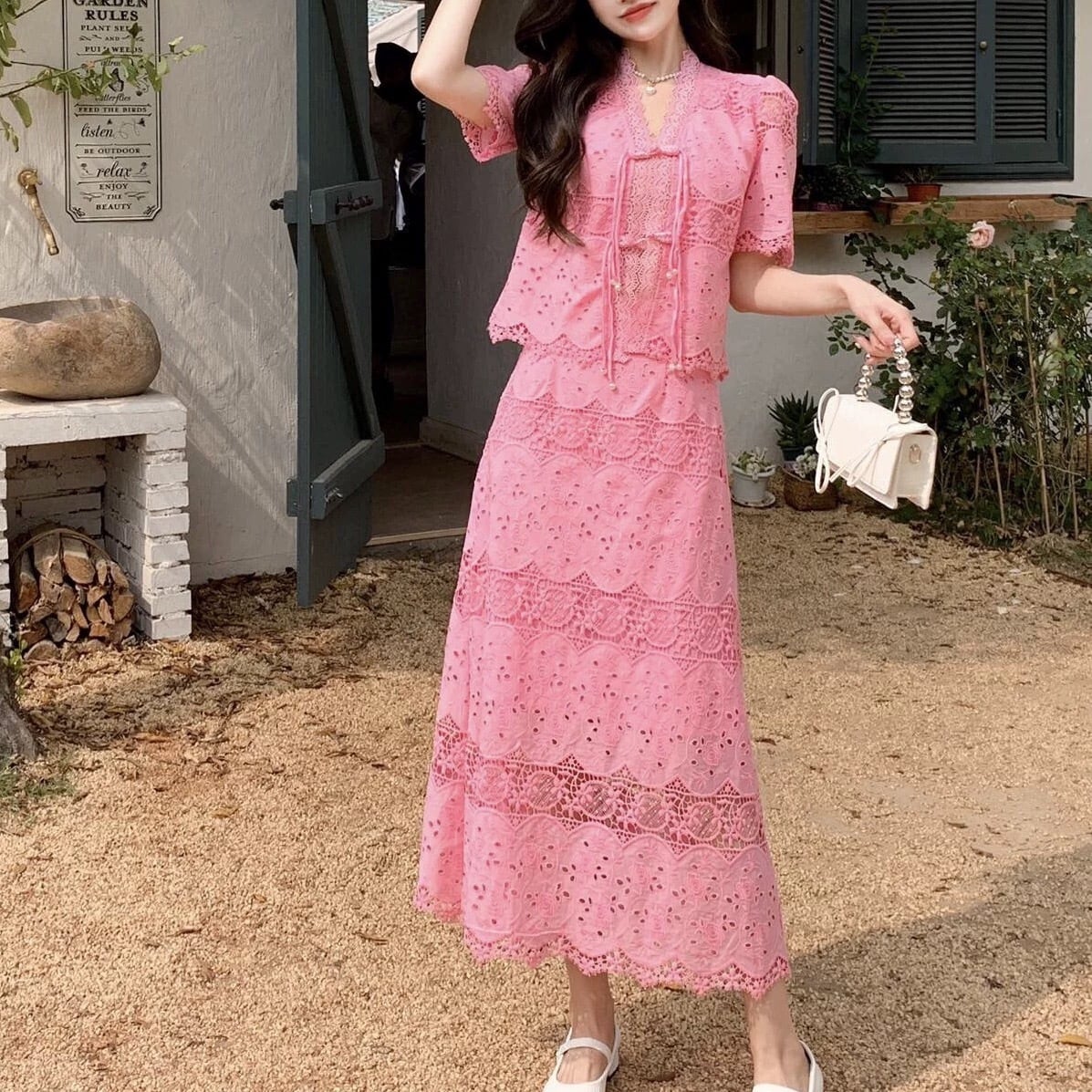 セットアップ】【XLまで❣️】ワンピース エレガント あみあみ ニット