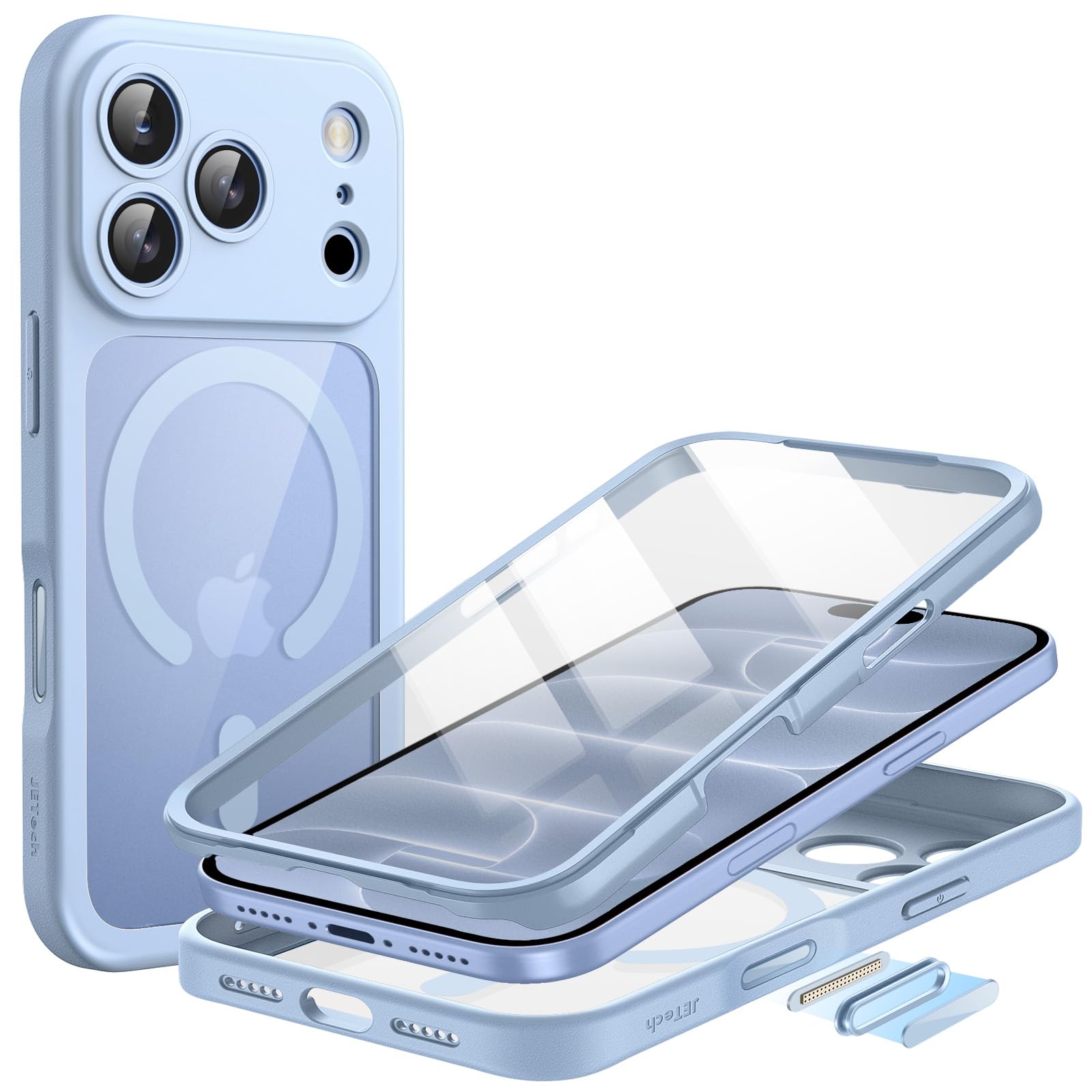 JETech iPhone 18 Pro用 360°全面保護マグネットケース (グレイシャー)