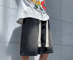 【韓国ファッション】メンズ デニムパンツ  カジュアル ハーフパンツ ストリート