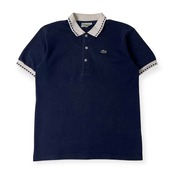 90s LACOSTE TENNIS ラコステテニス 切替 デザイン 天竺 半袖 ポロシャツ 40/ネイビー レディース