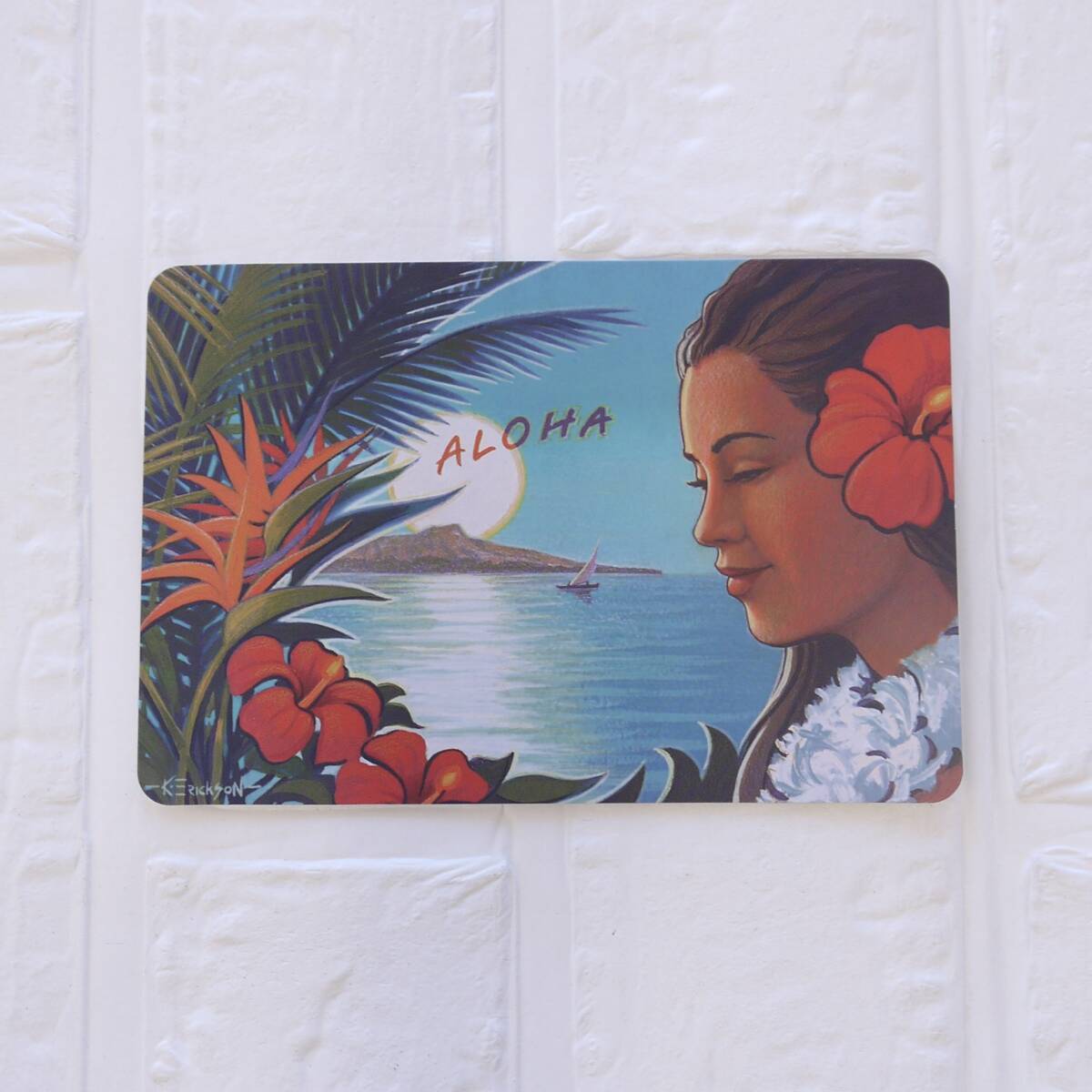 ★ハワイ直輸入★ポストカード/ハガキ/お礼状/フラガール/ハワイイラスト/オールドハワイ<6 Hula girl/ALOHA>