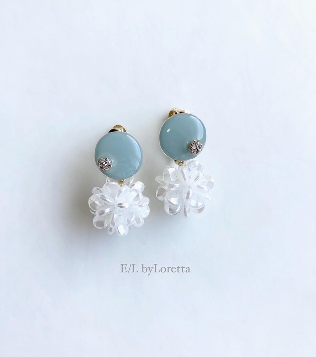 Mini circle shell flower pierce/earring(Mint) [cc]