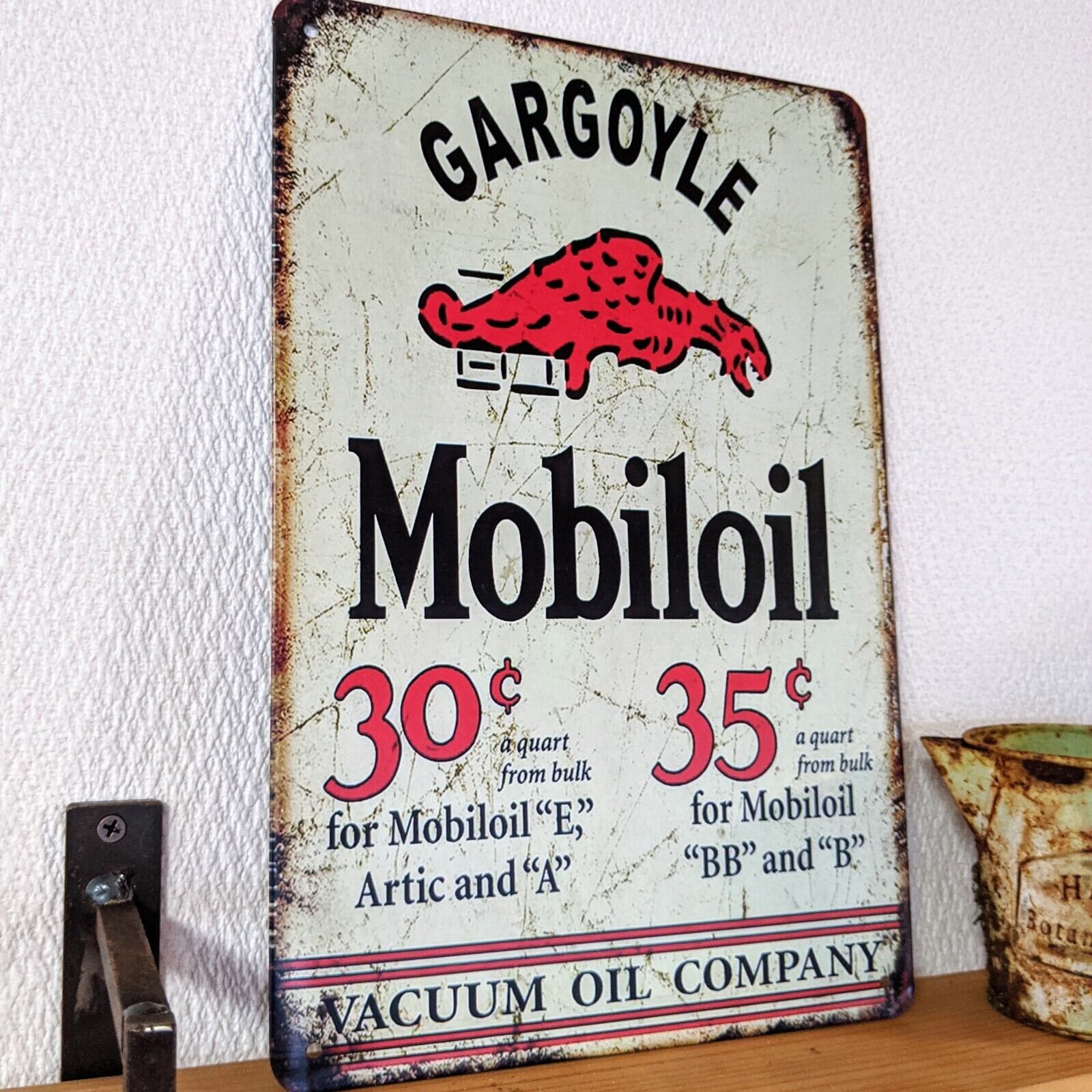 【Mobiloil】ブリキ製アメリカンサインボード 