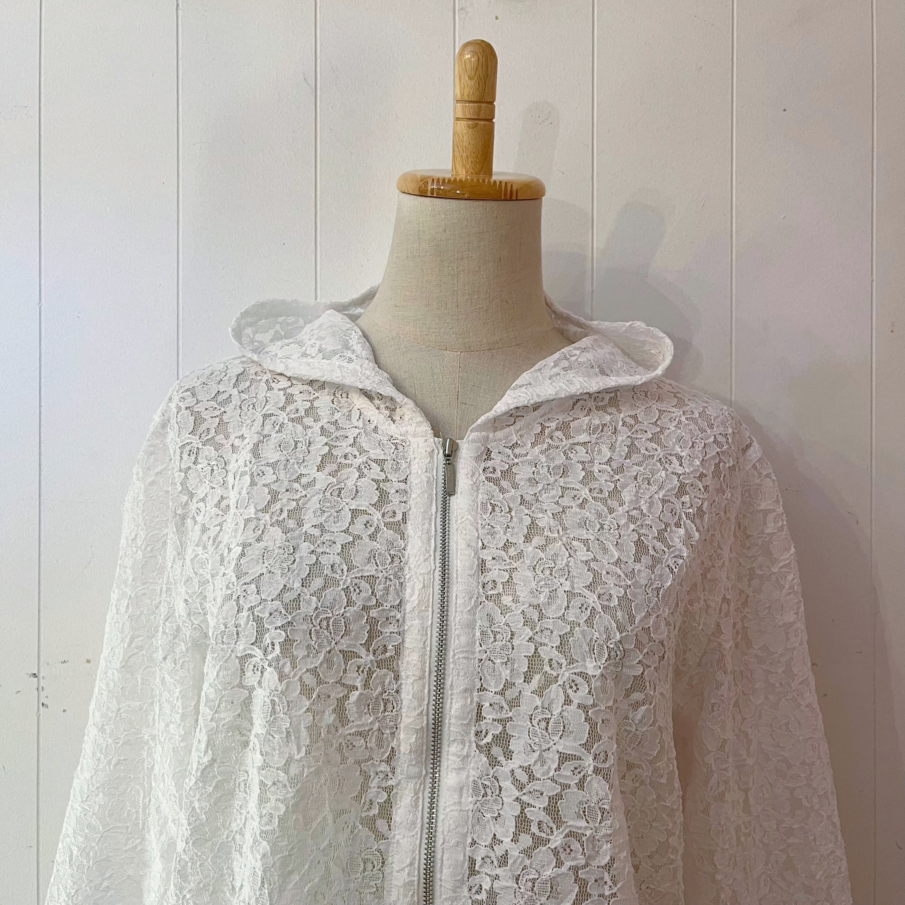 white flower lace hoodie