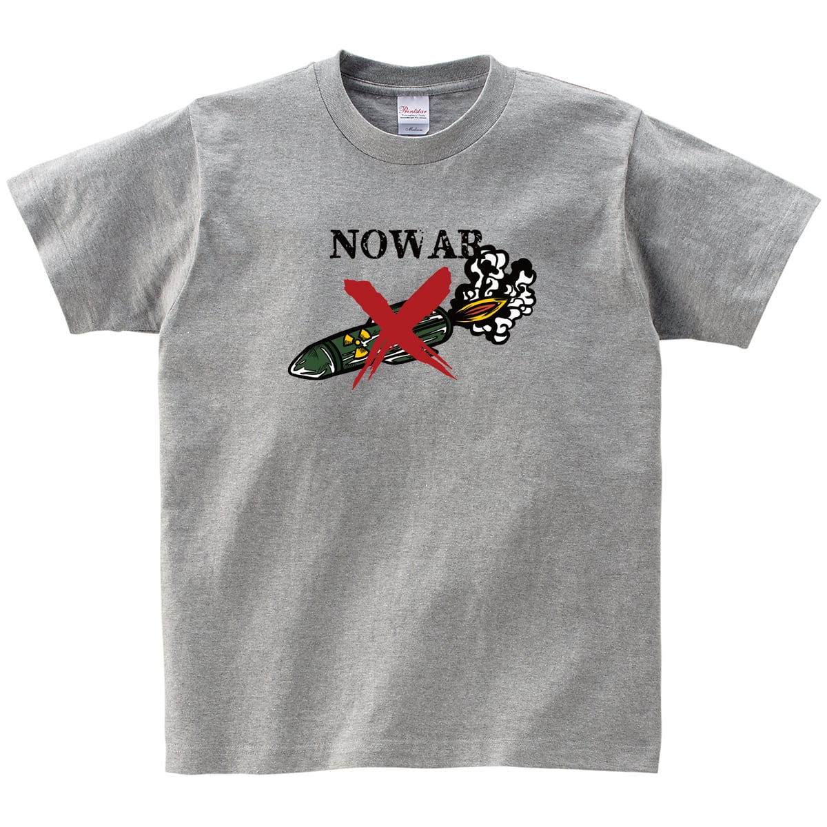 NOWAR 核ミサイル廃止Tシャツ ms95 戦争反対 戦争撲滅 世界平和 メッセージ 選べるサイズデザイン