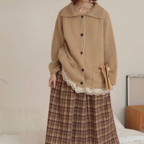 2色／ポケット付きニットカーディガン ・9050