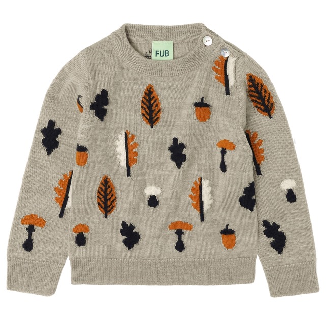 【Last1】FUB / Baby Jaquard Sweater - oat melange【86cm】