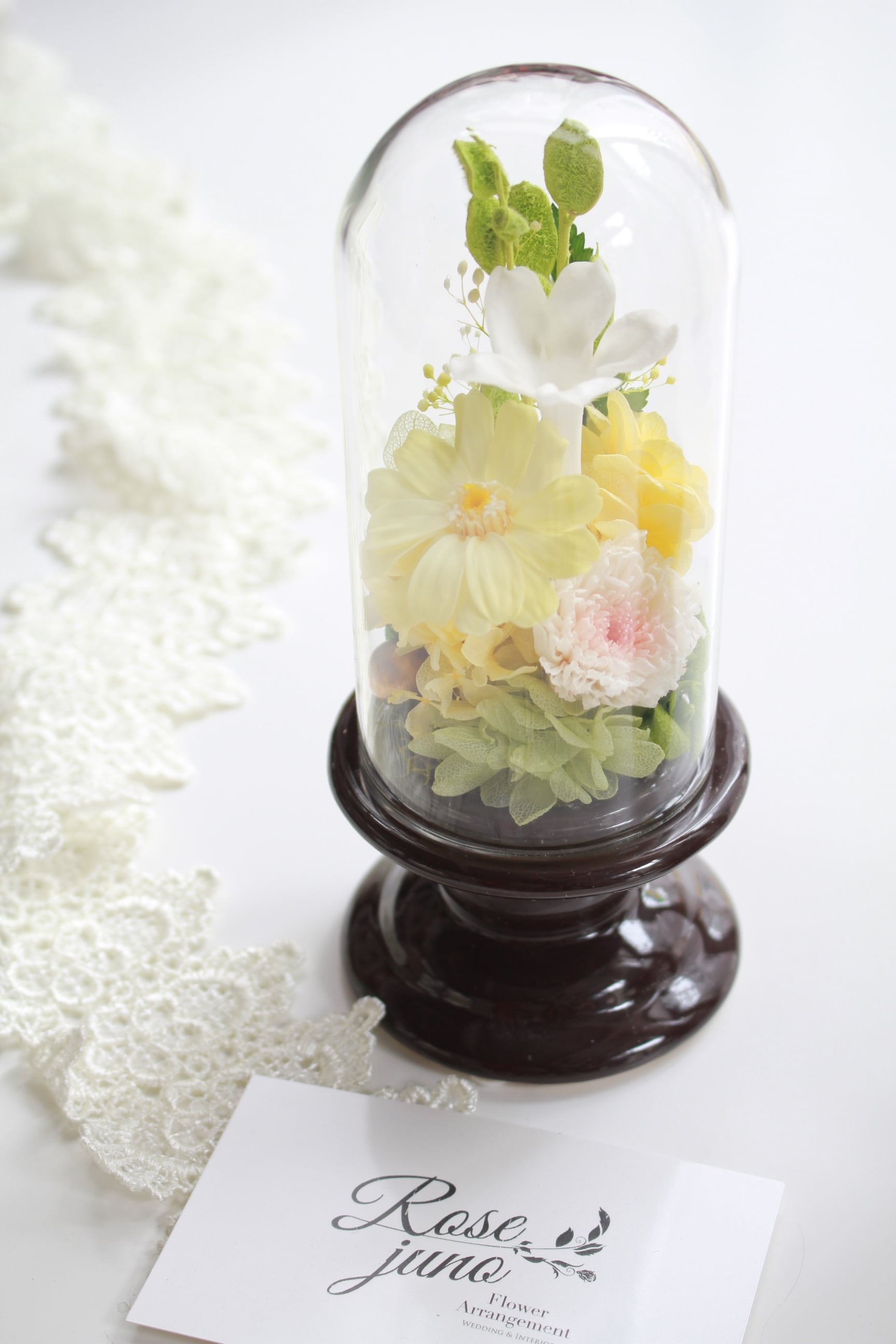 ガラスドームアレンジメント 天音(あまね) C20079L ガラスドームの商品