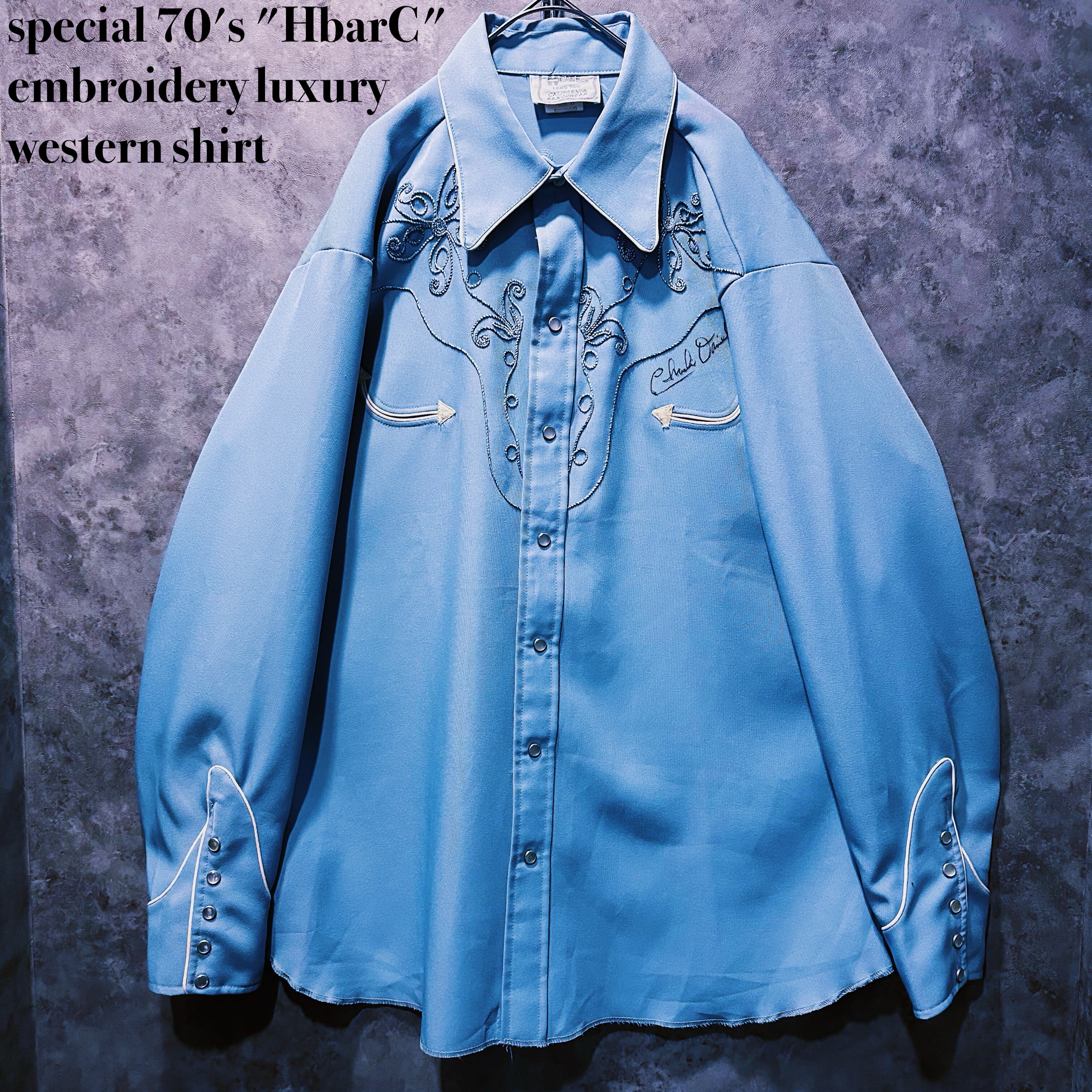 【doppio】special 70's "HbarC" embroidery luxury western shirt