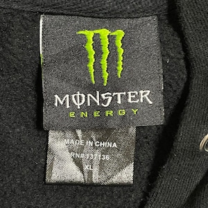 【MONSTER ENERGY】モンスターエナジー　ロゴ パーカー フーディー プルオーバー X-LARGE ビッグシルエット 黒 蛍光色 企業系 オフィシャル アドバタイジング US古着