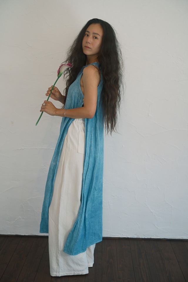 Indigo Dyed Linen Top