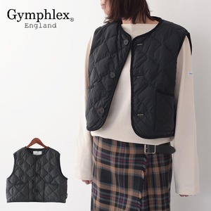 GYMPHLEX[ジムフレックス] W QUILT DOWN SHORT VEST [GY-A0433NYM] キルトダウンショートベスト・ノーカラーベスト・秋冬ベスト・ダイヤキルト・サイドスリット・ルーズ・ワイドシルエット・アウター・LADY'S [2022AW]