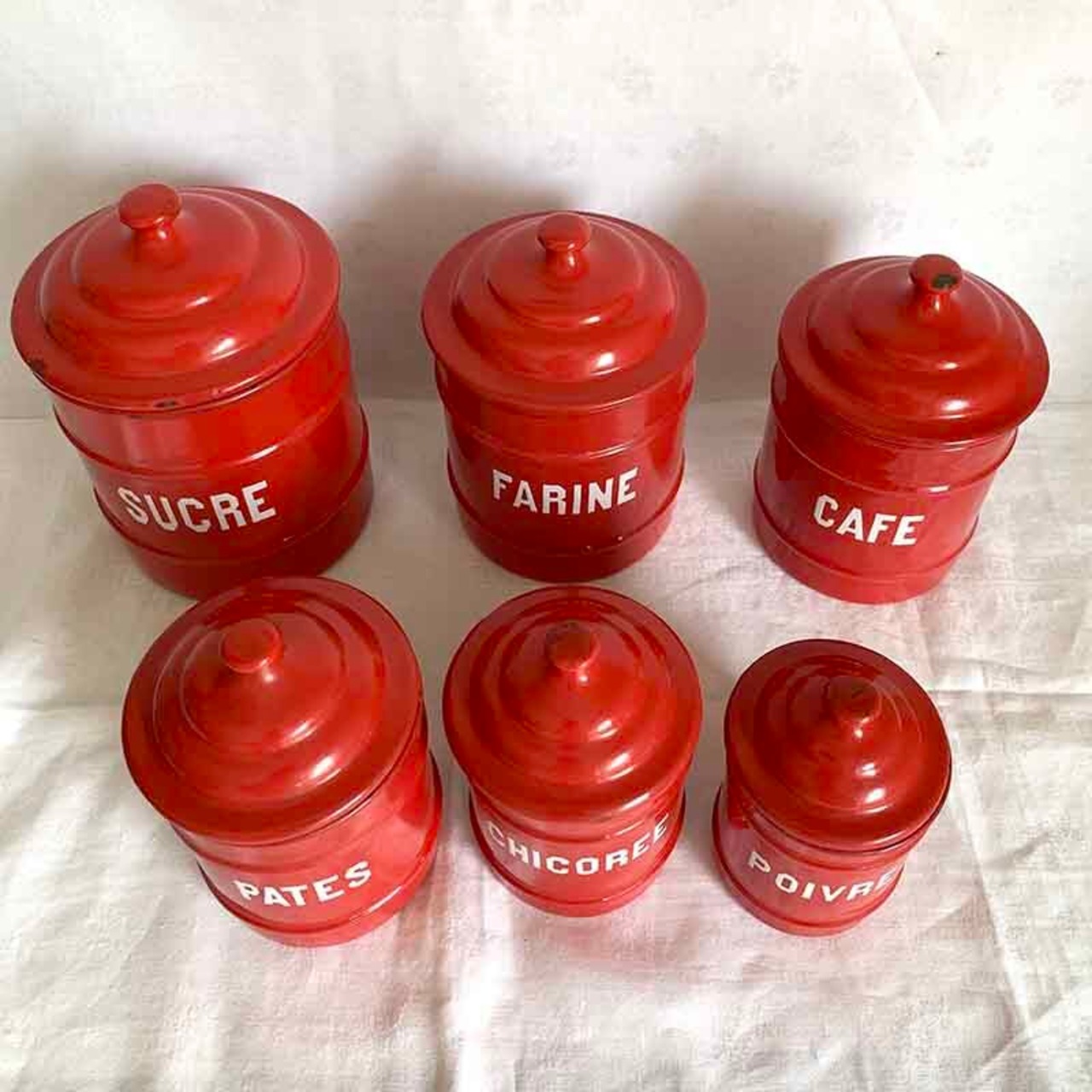 ホーローキャニスター 赤６個セット　