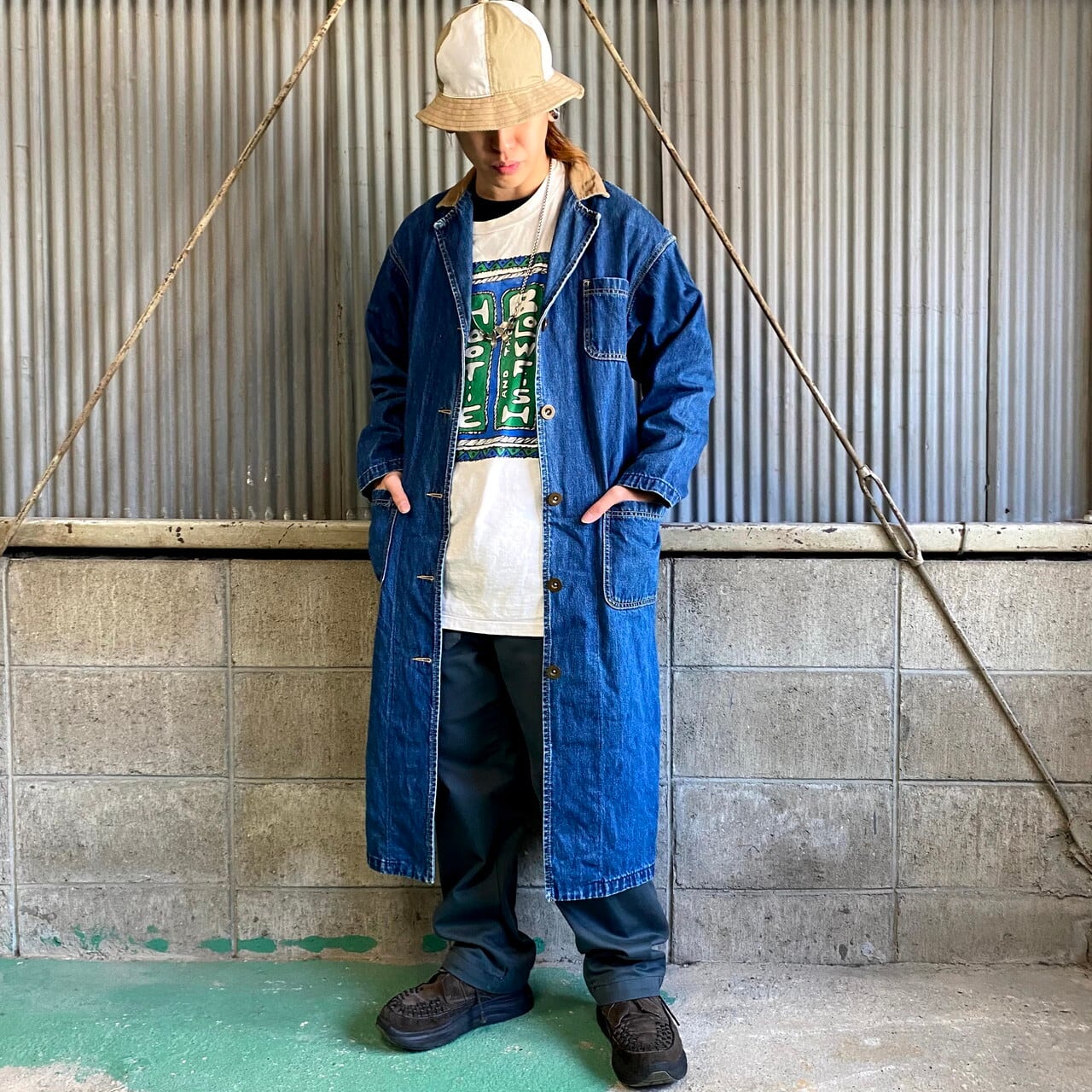 ★Box coat denim15.75 oz★デニムロングコート岡山産生地使用