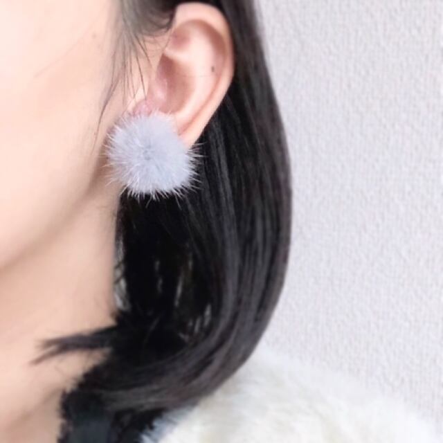 天然ミンクファー ピアス イヤリング ふわふわあったか 高品質 デート