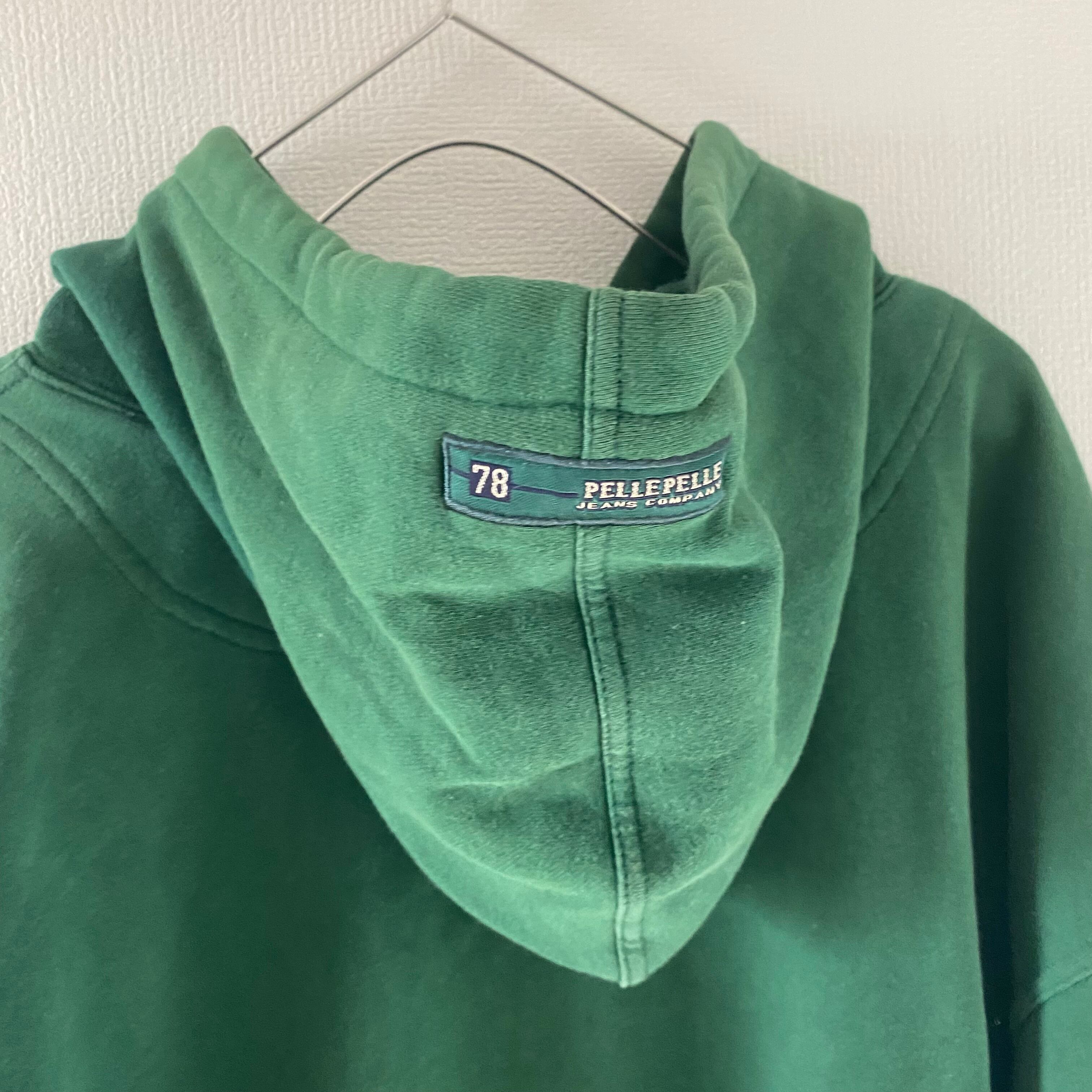 90sPELLEPELLEペレペレスウェットパーカープルオーバーメンズ長袖緑XL