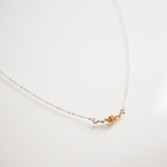 ミモザのネックレス(silver×gold)