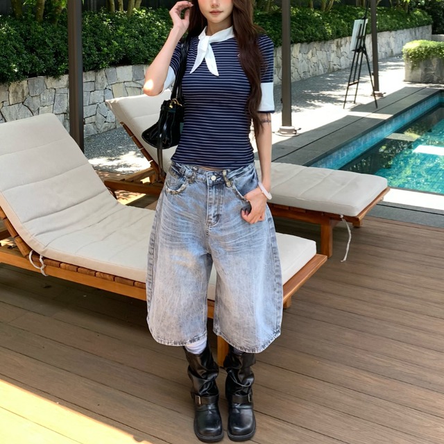 leopard-accented cropped denim　レオパードポイントクロップドデニム　J2076