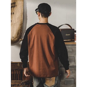 Bicolor crew neck long t-shirt 0216