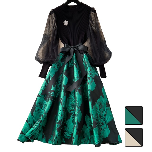 ノーブルリボンワンピース 2color L2082