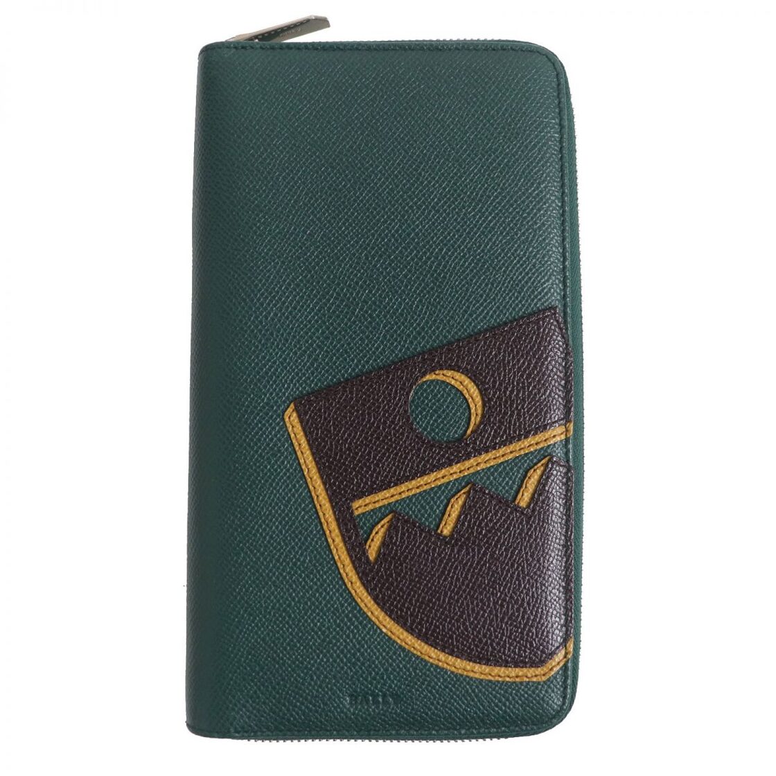 極美品□BALLY/バリー エンブレムロゴパッチ ラウンドファスナー  